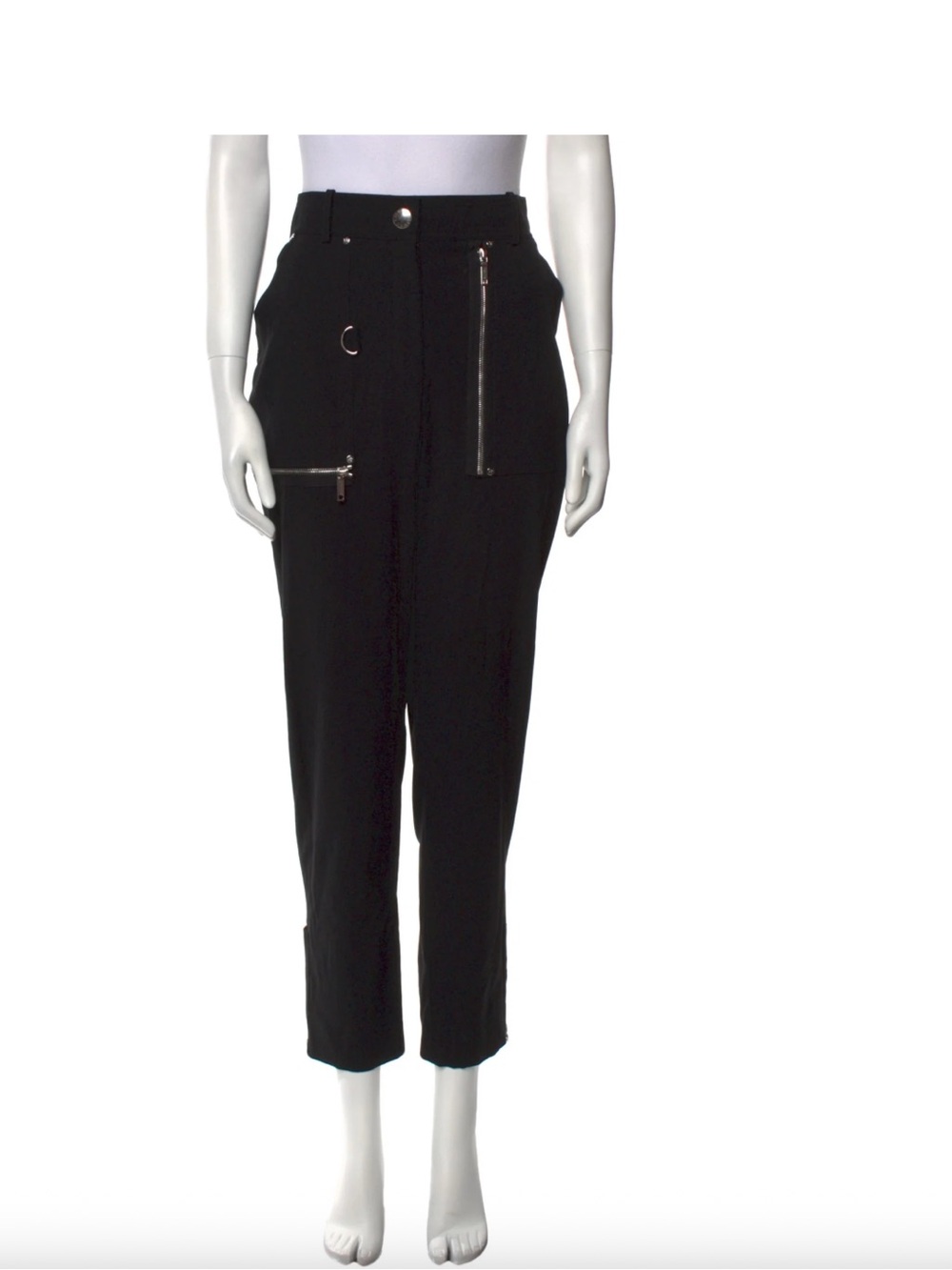 Celine Black Cropped High-Waist Zip Trouser Pants